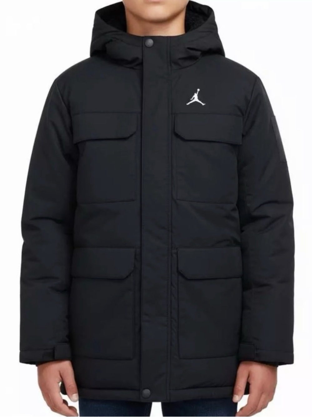 Air Jordan boy’s Black Hooded Puffer Parka Jacket jumpman winter coat jacket